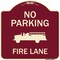 Signmission Designer Series-No Parking Fire Lane, Burgungy Heavy-Gauge Aluminum, 18" x 18", BU-1818-9961 A-DES-BU-1818-9961 - alternate 1